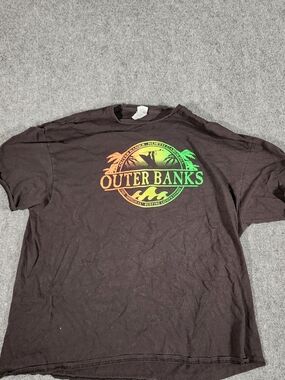 Delta Pro Weight Men's 2XL Black Graphic T-Shirt Outer Banks Surfing Crew Neck